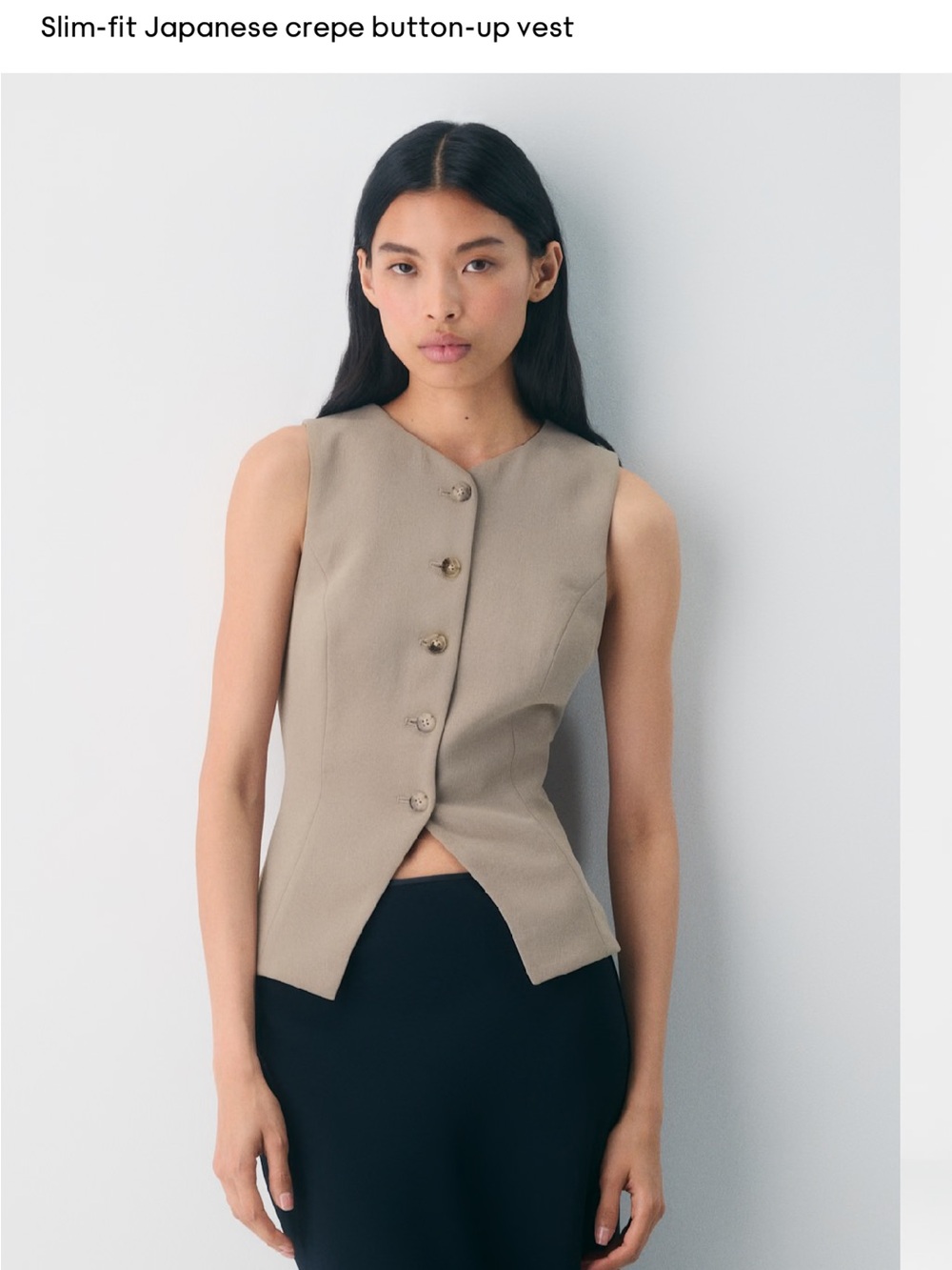 Sleeveless Tailored Button-Up Vest in Beige - Size 0